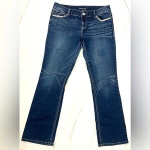 Maurices Women’s Dark Blue Denim Boot Cut Jeans w Faux Back Pockets Size 11/12